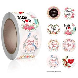 100 pieces floral 8 designs thank you stickers